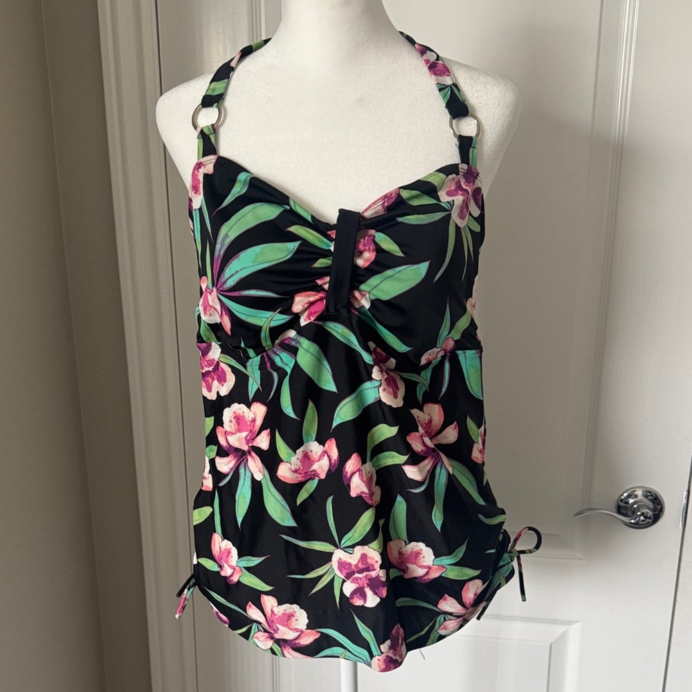 St. John's Bay Black Floral Women’s One-Piece Swimsuit